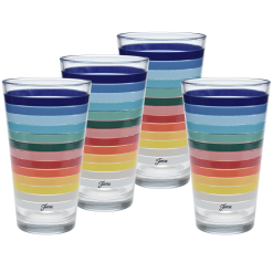 Fiesta Colorful Dinnerware - 16 oz. All Colors Stripe Cooler Glass - Set of 4