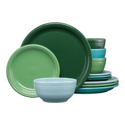 Fiesta Colorful Dinnerware - Mixed Aegean Bistro Coupe 12-Piece Dinnerware Set, Service for 4