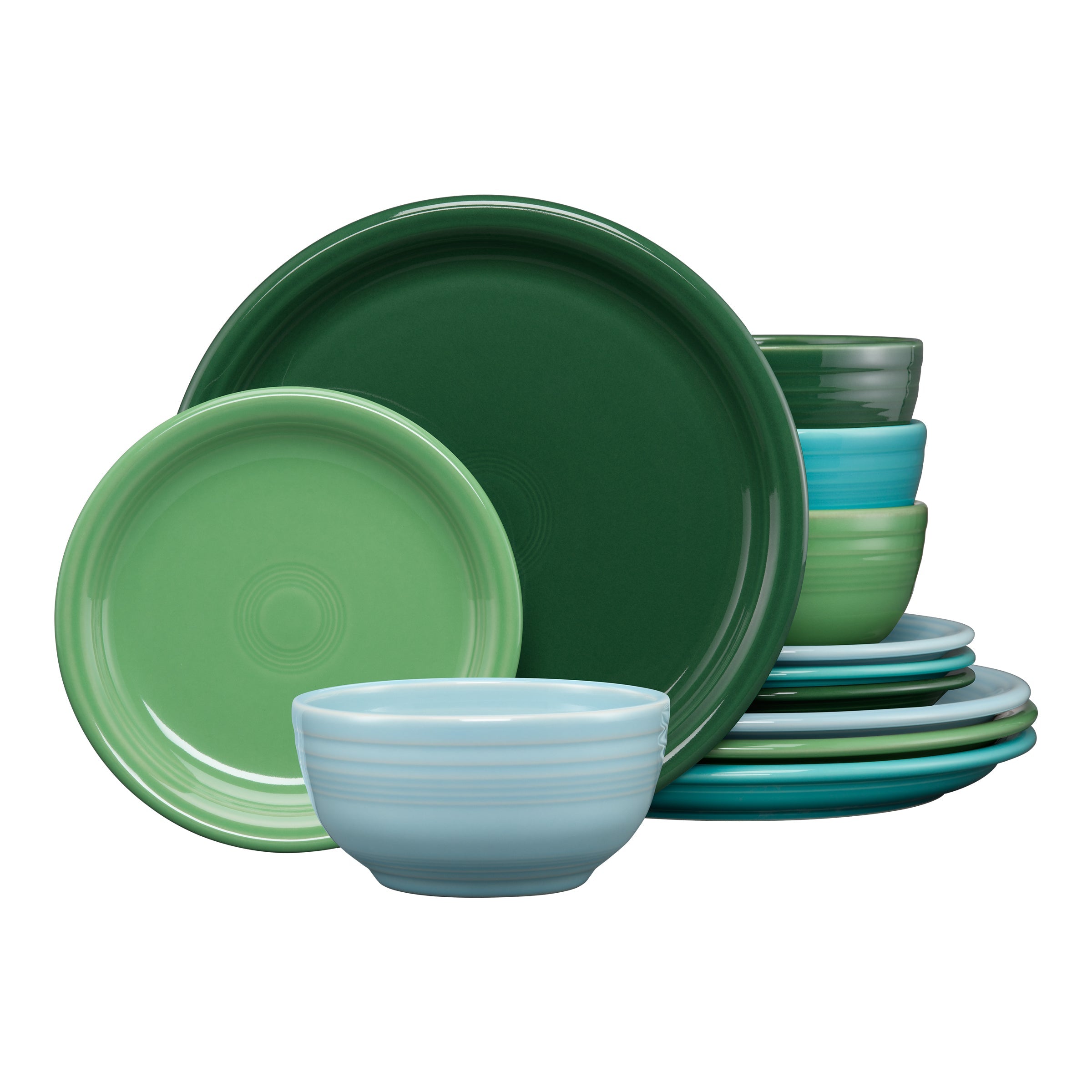 Fiesta Colorful Dinnerware - Mixed Aegean Bistro Coupe 12-Piece Dinnerware Set, Service for 4