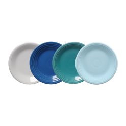 Fiesta Colorful Dinnerware - Mixed Coastal Blues Classic Rim 7 1/4 Inch Salad Plate, Set of 4