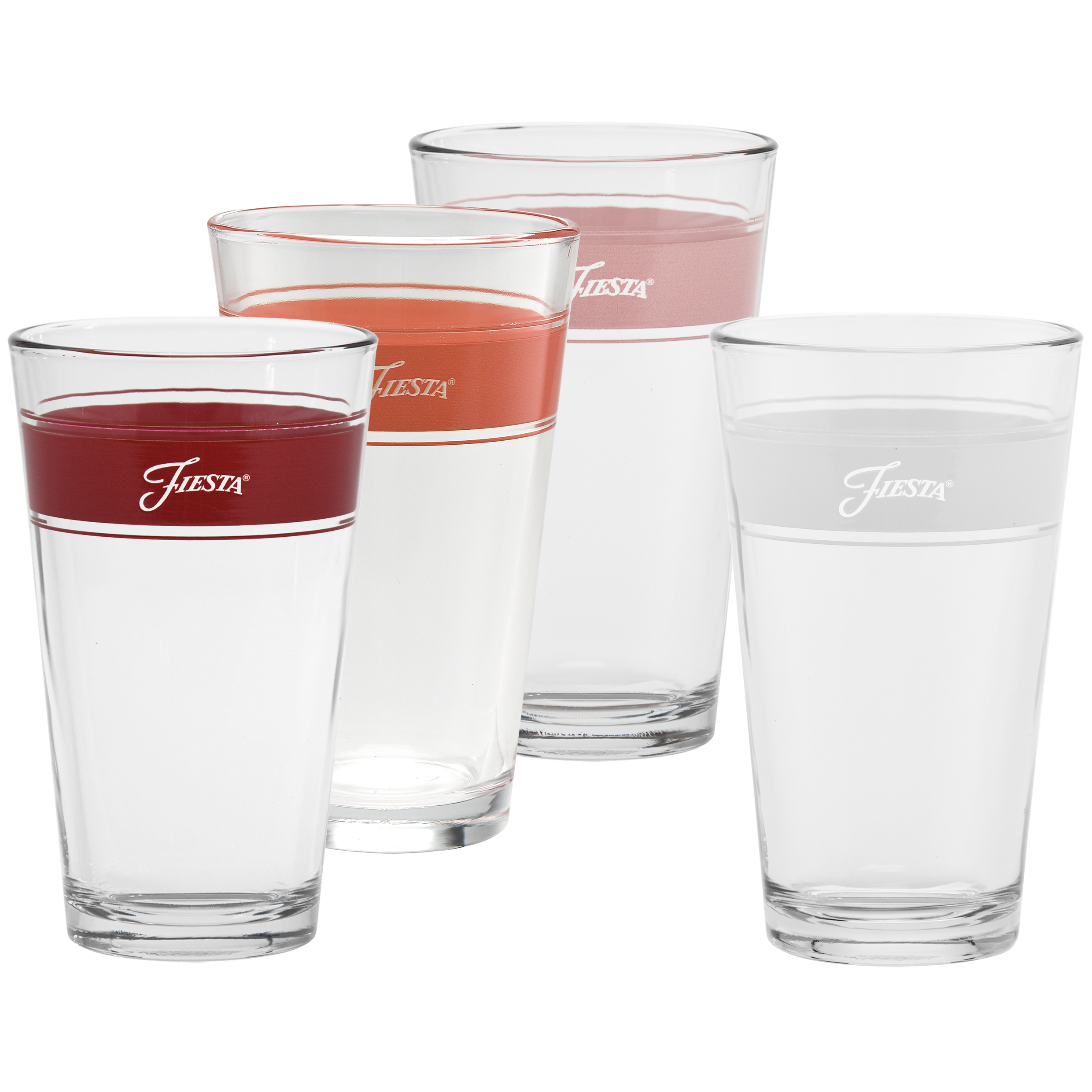 Fiesta Colorful Dinnerware - Sunset Horizon 16 oz. Frame Cooler Glass Mixed Color - Set of 4