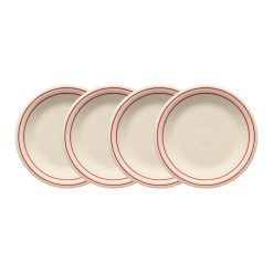 Fiesta Colorful Dinnerware - Americana Scarlet Band Set of 4 Classic Rim 7 1/4-Inch Salad Plates