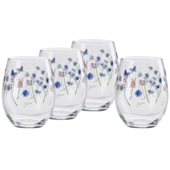 Fiesta Colorful Dinnerware - Breezy Floral 15 oz. Stemless Wine Glass, Set of 4