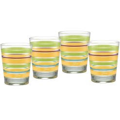 Fiesta Colorful Dinnerware - Retired 15 oz. Fiesta® Caribbean Sunset Stripes Tapered Double Old Fashion, Set of 4