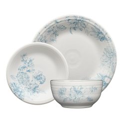 Fiesta Colorful Dinnerware - Botanical Floral Sky Classic Bistro 3-Piece Place Setting, Service For 1