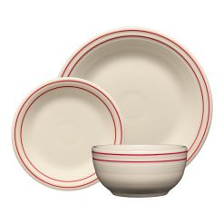 Fiesta Colorful Dinnerware - Americana Scarlet Band Classic Bistro 3-Piece Place Setting, Service For 1