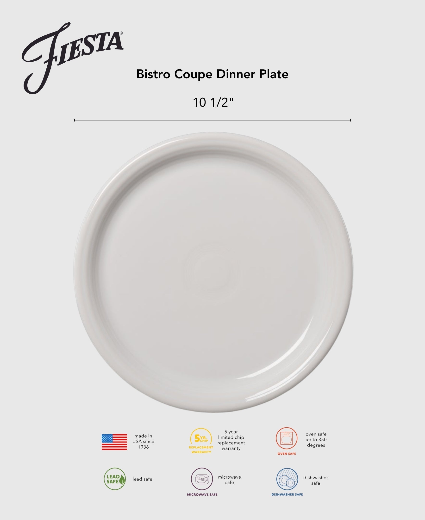 Fiesta Colorful Dinnerware - New Retired Bistro Coupe 10 1/2 Inch Dinner Plate - Image 3