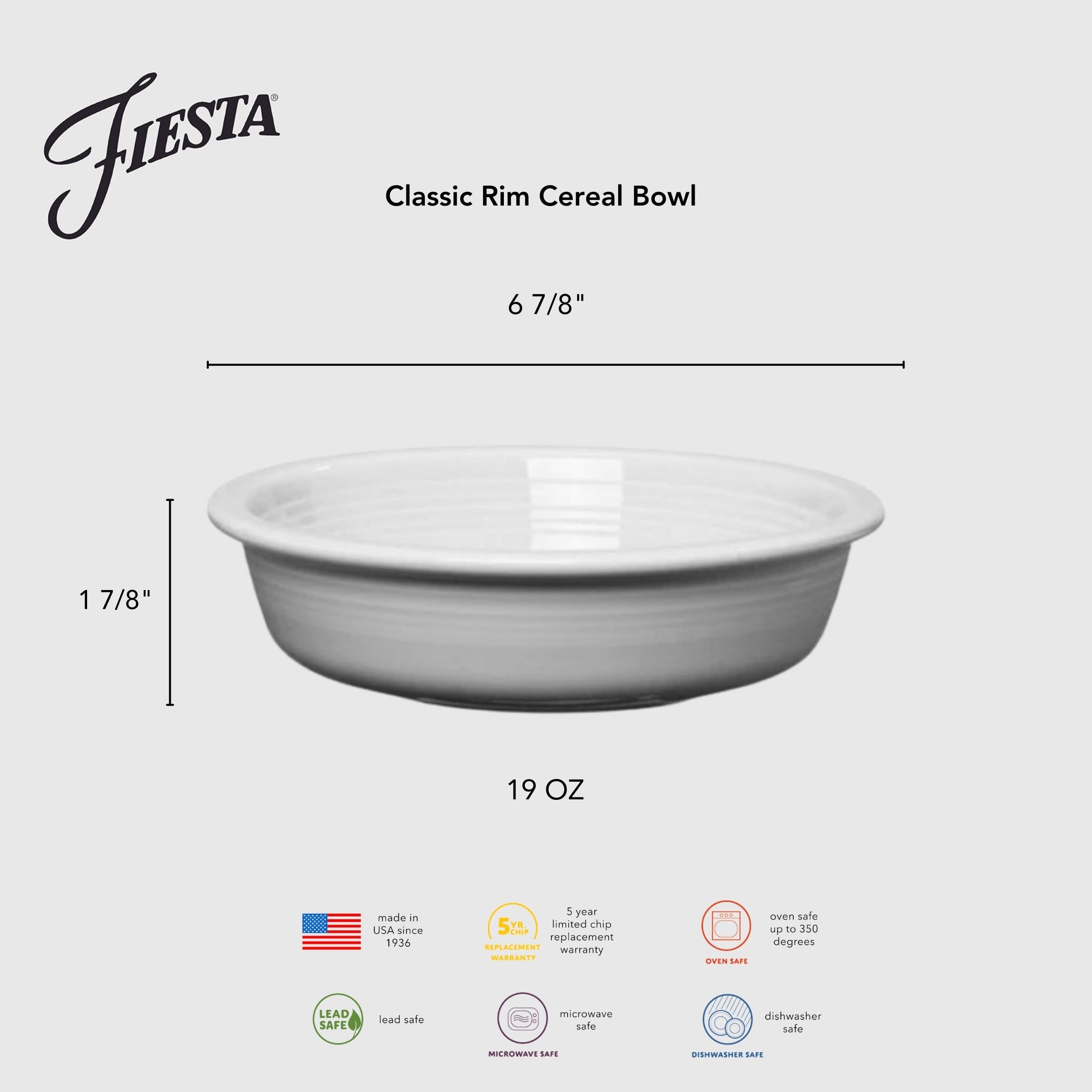 Fiesta Colorful Dinnerware - Classic Rim 6 7/8 Inch Cereal Bowl 19 OZ - Image 5