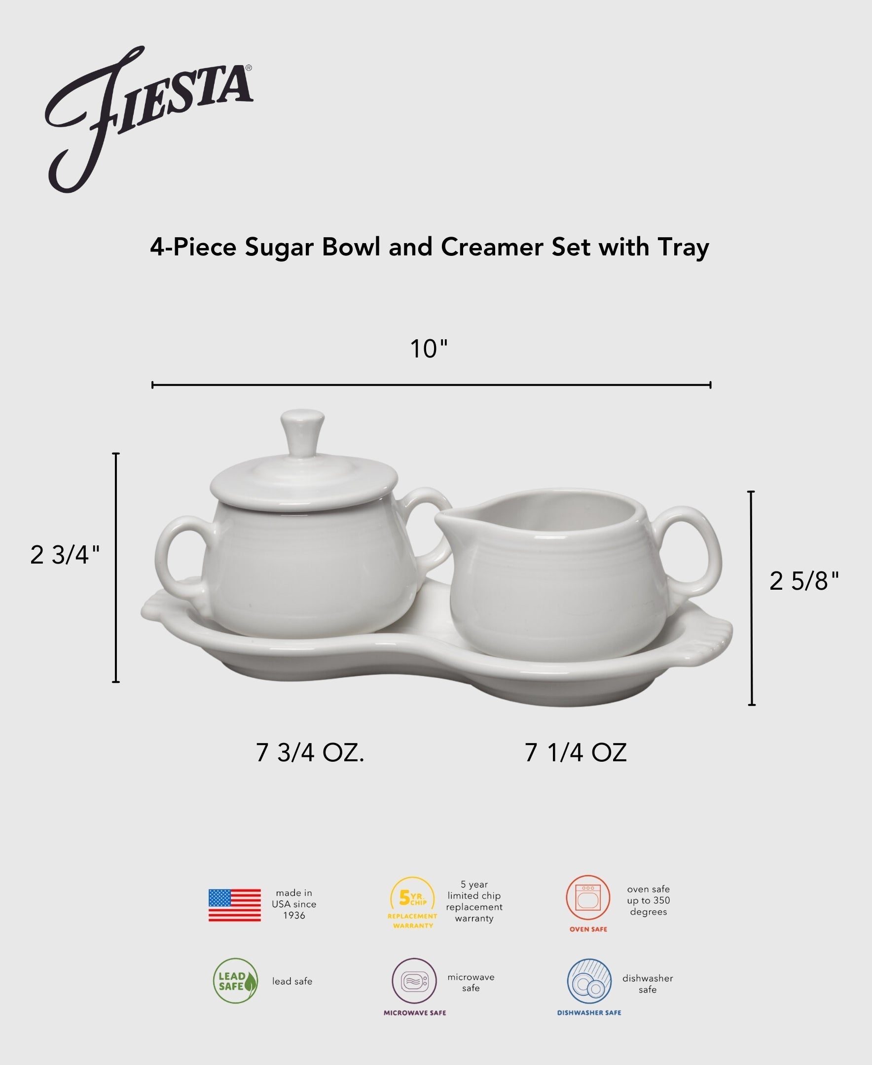 Fiesta Colorful Dinnerware - New Retired 4-Piece Sugar Bowl and Creamer Set with Tray - Image 9
