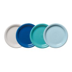 Fiesta Colorful Dinnerware - Mixed Coastal Blues Bistro Coupe 7 1/4 Inch Salad Plate, Set of 4