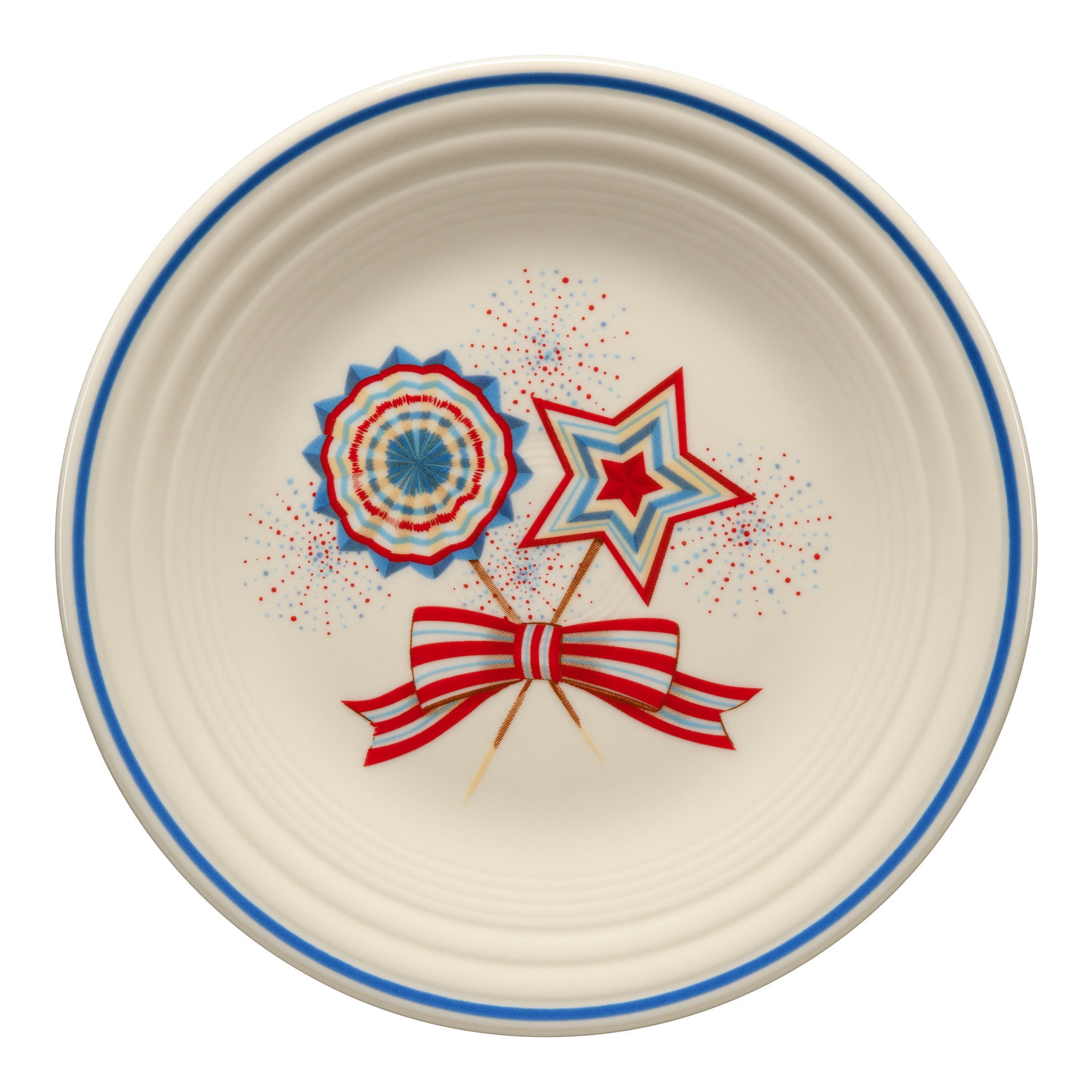 Fiesta Colorful Dinnerware - Americana Fan, Star, & Bow Classic Rim 9 Inch Luncheon Plate