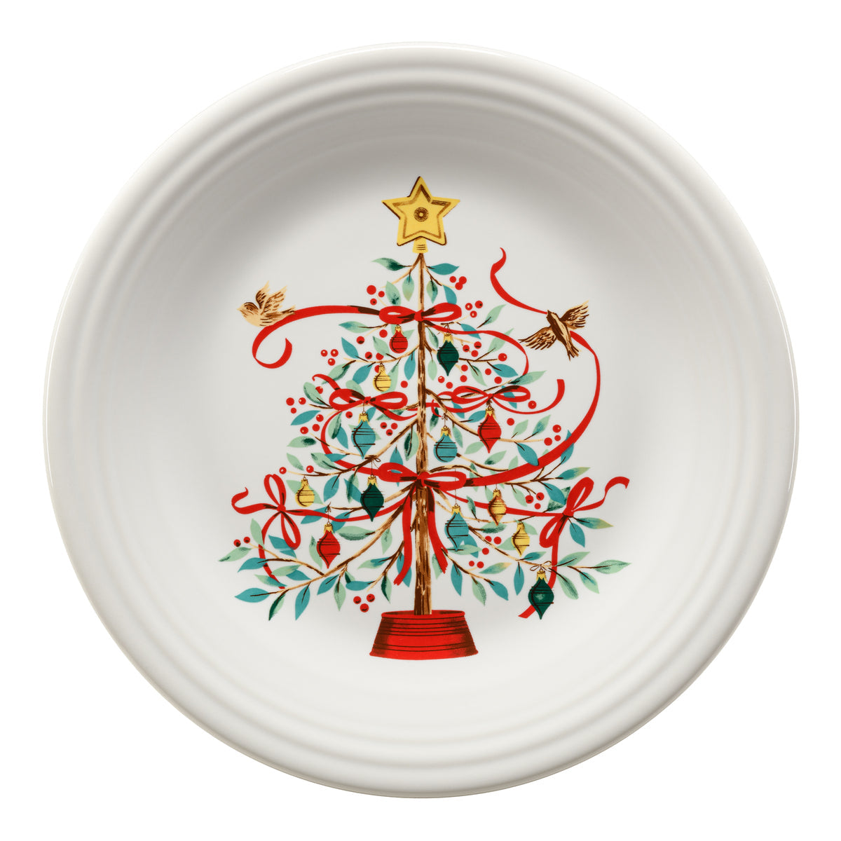 Fiesta Colorful Dinnerware - Holly Berry Christmas Tree Classic Rim 10 1/2 Inch Dinner Plate