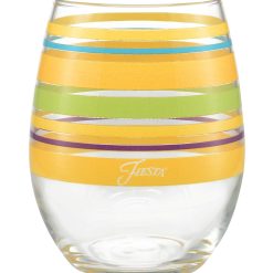 Alternative view of Fiesta Colorful Dinnerware - Retired 15 oz. Fiesta® Caribbean Sunset Stripes Stemless Wine, Set of 4