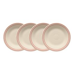 Fiesta Colorful Dinnerware - Americana Scarlet Band Set of 4 Classic Rim 9 Inch Luncheon Plate