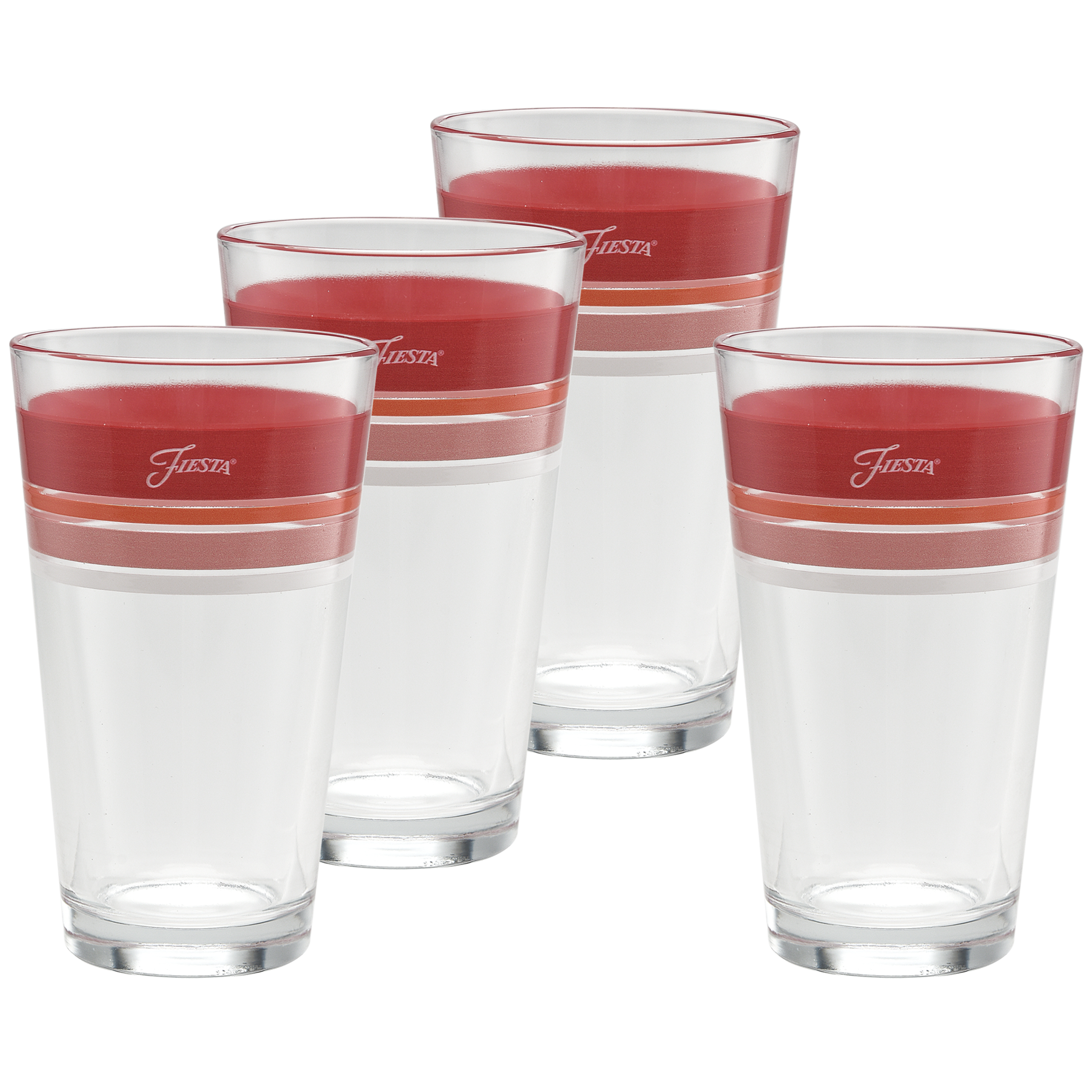 Fiesta Colorful Dinnerware - Horizon Sunset 16 oz. Edgeline Cooler Glass Mixed - Set of 4