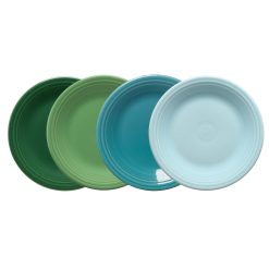 Fiesta Colorful Dinnerware - Mixed Aegean Classic Rim 10 1/2 Inch Dinner Plate, Set of 4