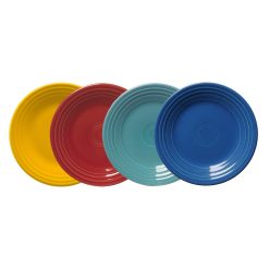 Fiesta Colorful Dinnerware - Mixed Vibrant Classic Rim 9 Inch Luncheon Plate, Set of 4