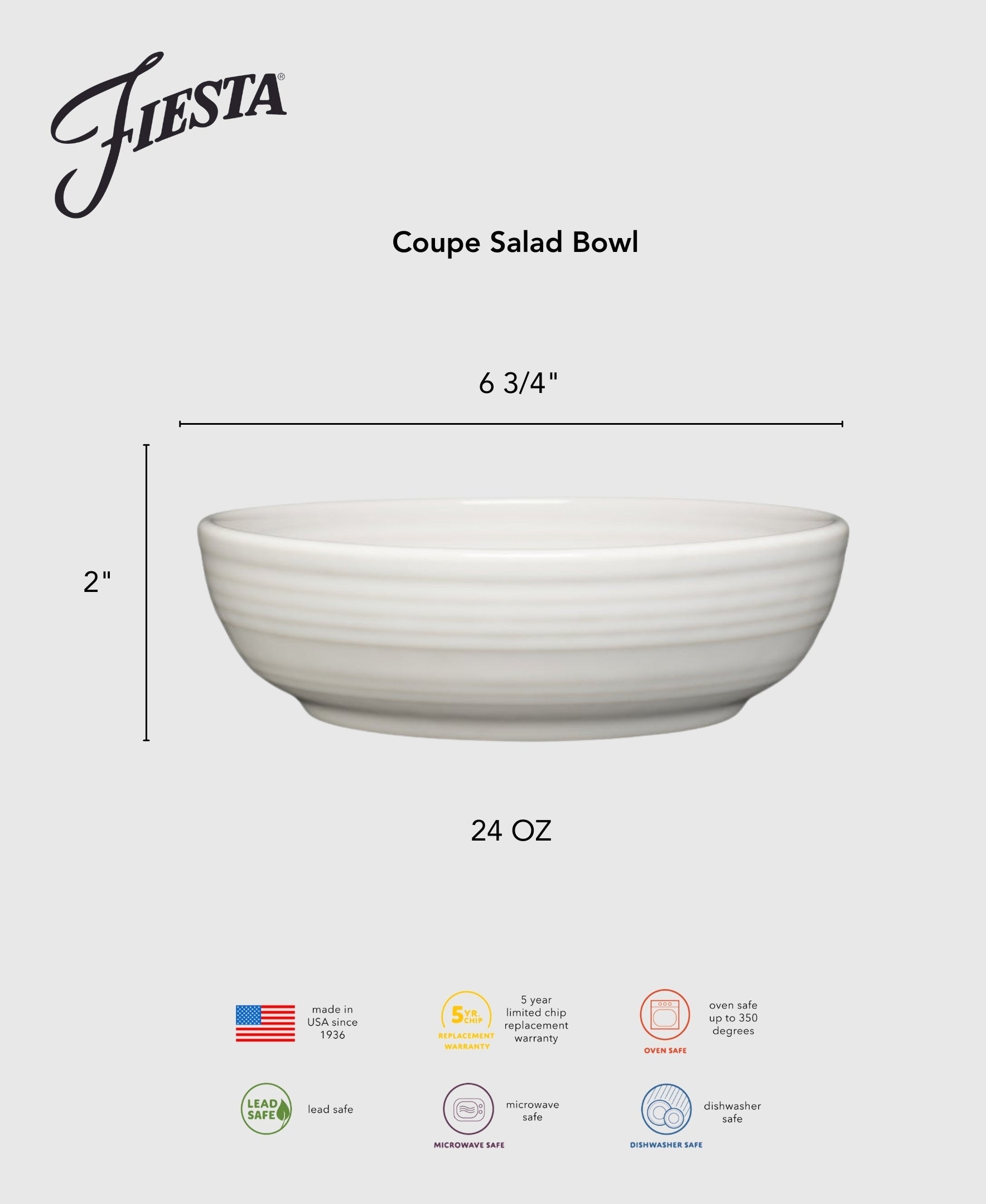 Fiesta Colorful Dinnerware - Lavender Coupe 6 3/4 Inch Salad Bowl 24 OZ - Image 2