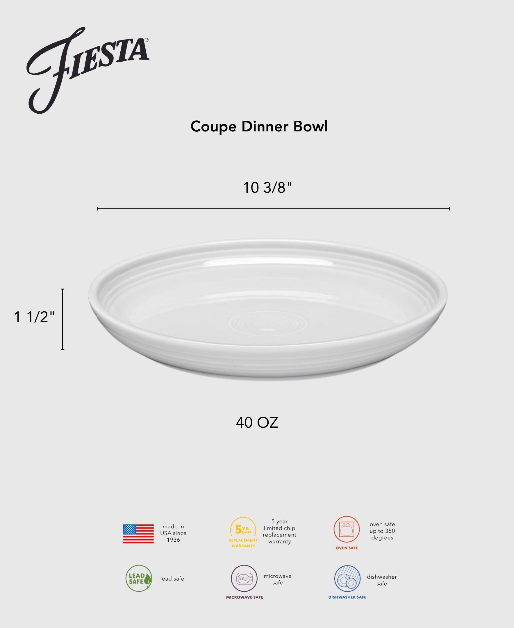 Fiesta Colorful Dinnerware - Coupe 10 3/8 Inch Dinner Bowl 40 OZ - Image 5