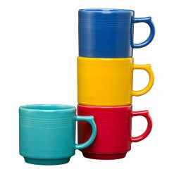 Fiesta Colorful Dinnerware - Vibrant 16 OZ Set of 4 Mixed Stackable Mug Set