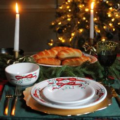 Alternative view of Fiesta Colorful Dinnerware - Holly Berry Christmas Garland Classic Bistro Coupe 3-Piece Place Setting, Service for 1