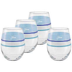Fiesta Colorful Dinnerware - Coastal Blues 15 oz. Edgeline Stemless Wine, Set of 4