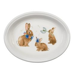 Fiesta Colorful Dinnerware - Breezy Floral Easter 13 5/8 Inch Large Oval Serving Platter Bunny & Babies