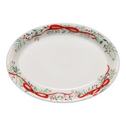 Fiesta Colorful Dinnerware - Holly Berry Christmas Garland 13 5/8 Inch Large Oval Serving Platter