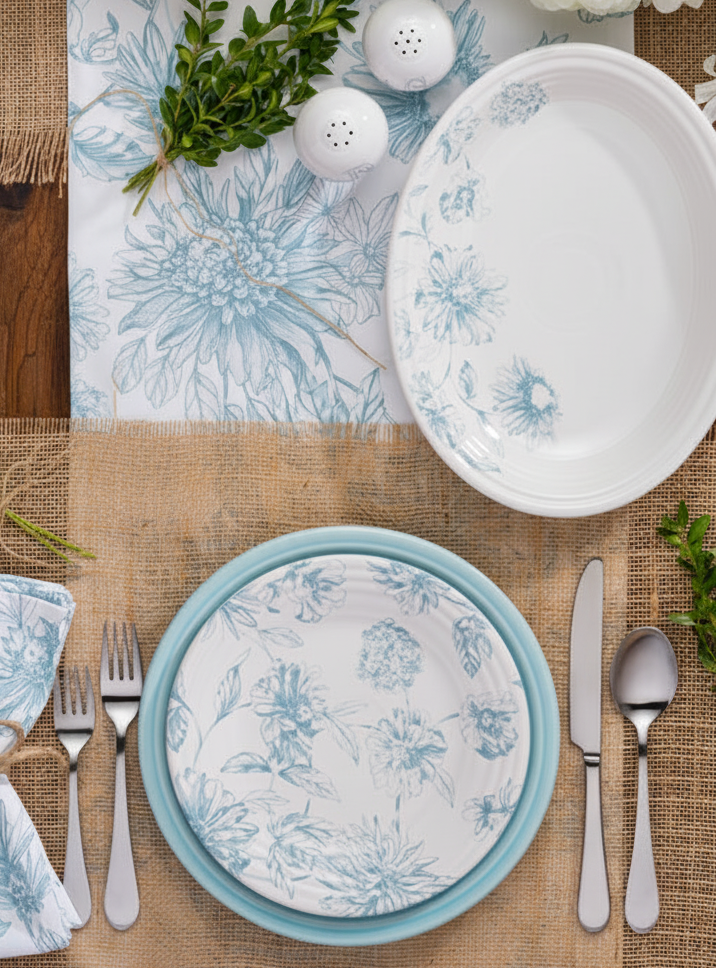 Fiesta Colorful Dinnerware - Botanical Floral Sky Classic Rim 9 Inch Luncheon Plate - Image 3