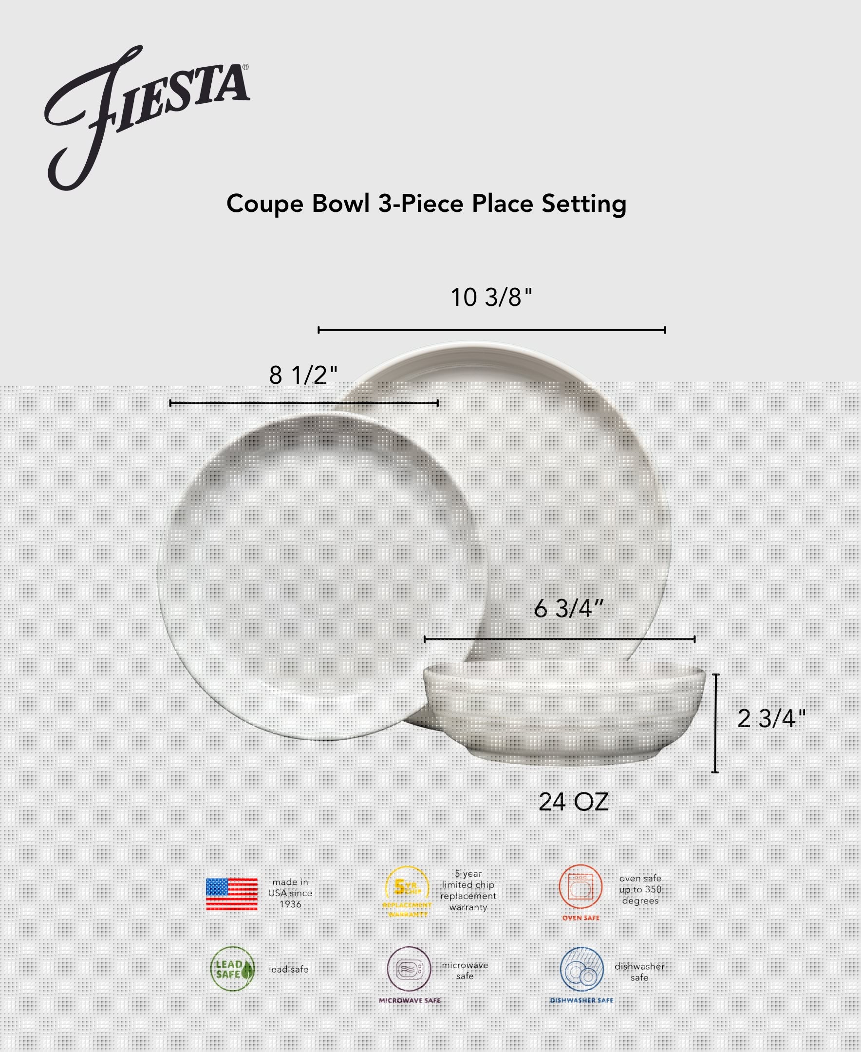 Fiesta Colorful Dinnerware - New Retired Coupe Bowl 3-Piece Place Setting - Image 3