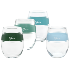 Fiesta Colorful Dinnerware - Aegean 15 oz. Frame Stemless Wine Glass Mixed Color, Set of 4