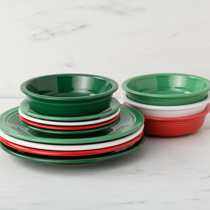 Fiesta Colorful Dinnerware - Christmas Mixed Color Classic Rim 12-Piece Dinnerware Set, Service for 4 - Image 2