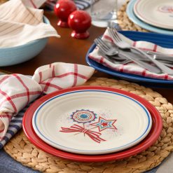 Alternative view of Fiesta Colorful Dinnerware - Americana Fan, Star, & Bow Classic Rim 9 Inch Luncheon Plate