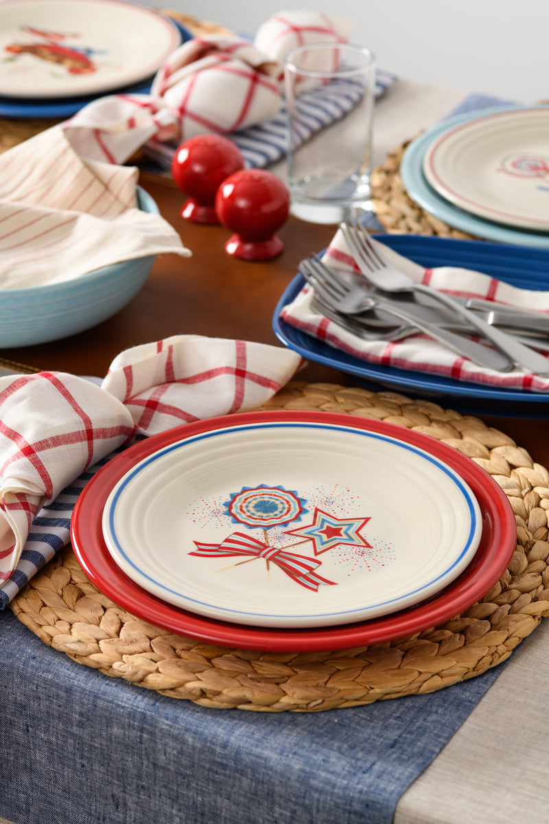Fiesta Colorful Dinnerware - Americana Fan, Star, & Bow Classic Rim 9 Inch Luncheon Plate - Image 2