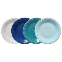 Fiesta Colorful Dinnerware - Mixed Coastal Blues Classic Rim 10 1/2 Inch Dinner Plate, Set of 4