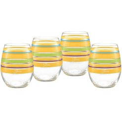 Fiesta Colorful Dinnerware - Retired 15 oz. Fiesta® Caribbean Sunset Stripes Stemless Wine, Set of 4