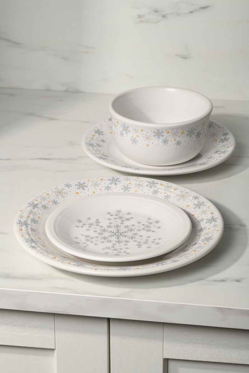 Fiesta Colorful Dinnerware - White Snowflake Classic Rim 7 1/4 Inch Salad Plate - Image 2