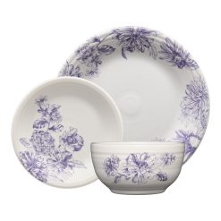 Fiesta Colorful Dinnerware - Botanical Floral Lavender Classic Bistro 3-Piece Place Setting, Service For 1
