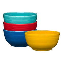 Fiesta Colorful Dinnerware - Mixed Vibrant Bistro Coupe 5 1/2 Inch Cereal Bowl 22 oz, Set of 4