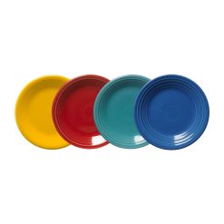Fiesta Colorful Dinnerware - Mixed Vibrant Classic Rim 7 1/4 Inch Salad Plate, Set of 4