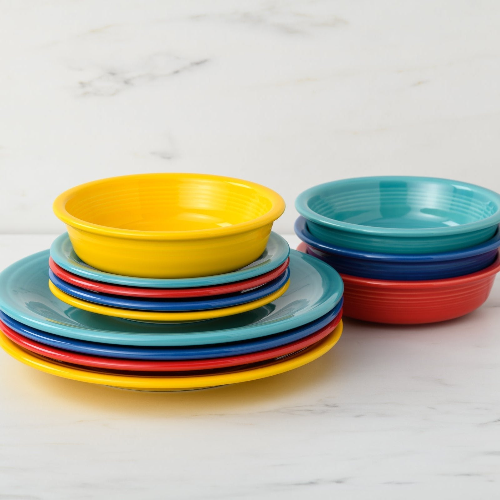 Fiesta Colorful Dinnerware - Mixed Vibrant Classic Rim 12-Piece Dinnerware Set, Service for 4 - Image 2