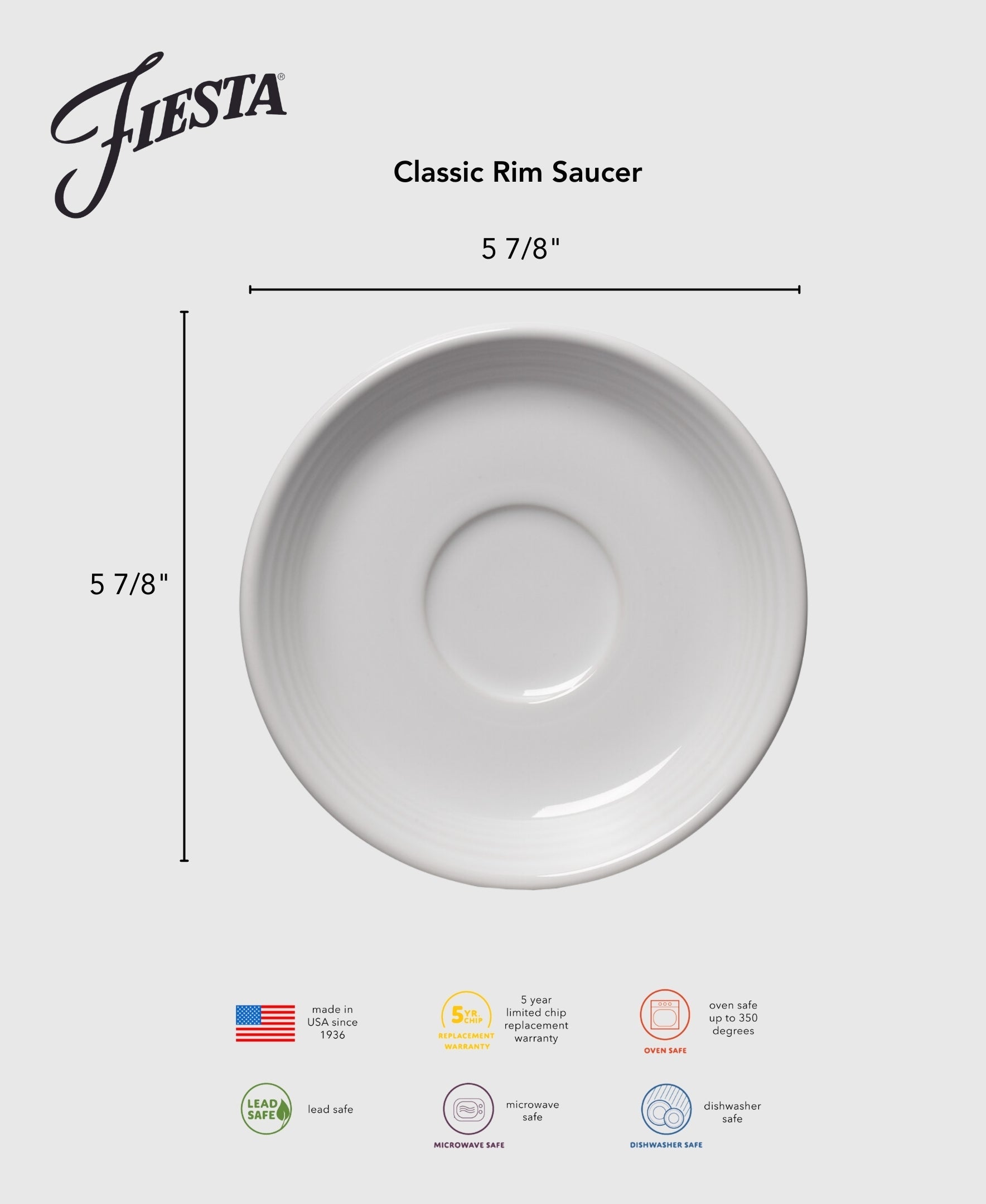 Fiesta Colorful Dinnerware - New Retired Classic Rim 5 7/8 Inch Saucer - Image 3