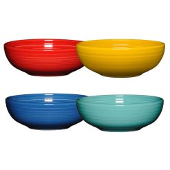 Fiesta Colorful Dinnerware - Mixed Vibrant Bistro Coupe 7 5/8-Inch 38OZ Medium Bowls, Set of 4