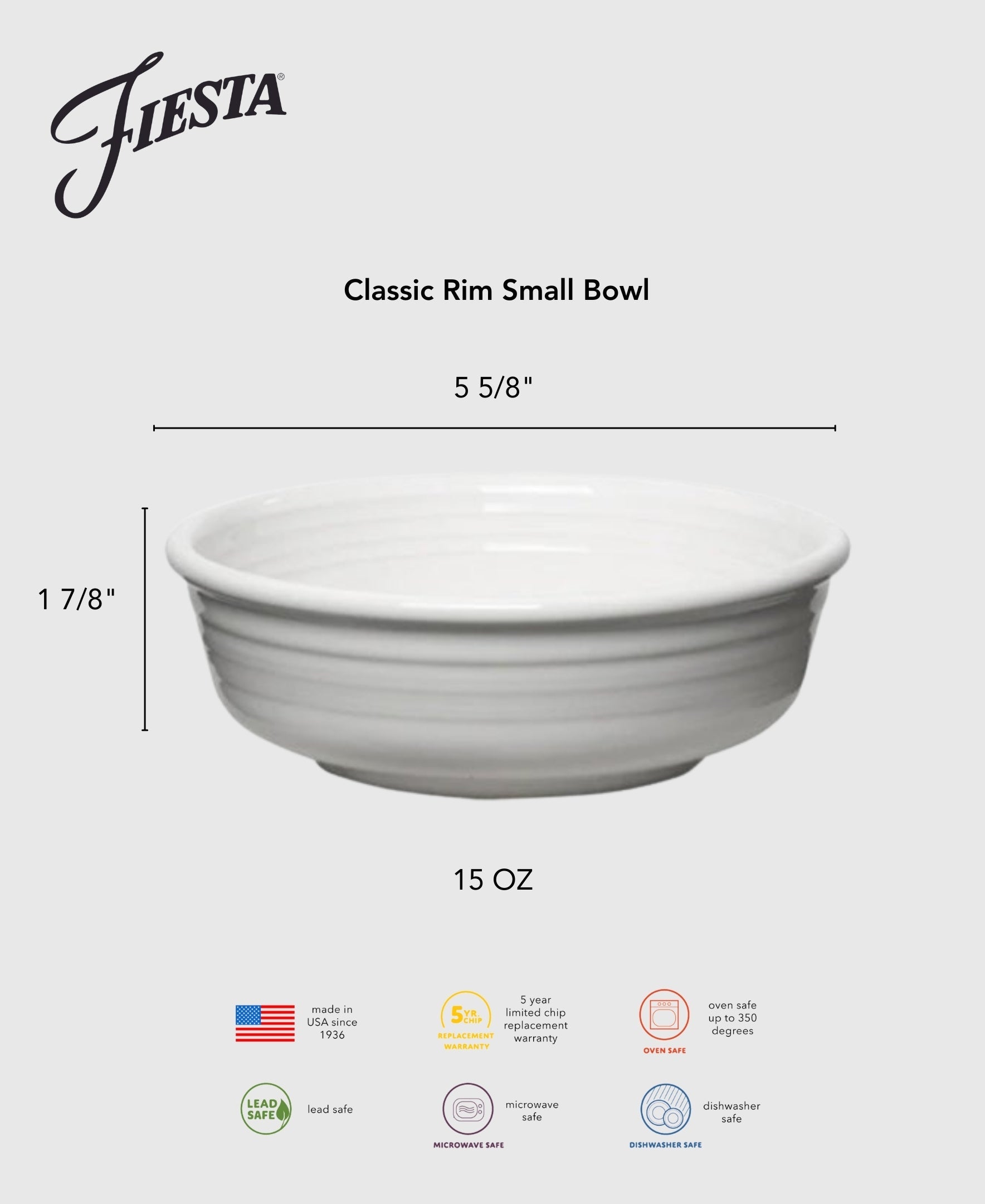 Fiesta Colorful Dinnerware - Lavender Classic Rim 5 5/8 Inch Small Bowl 15 OZ - Image 4