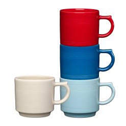 Fiesta Colorful Dinnerware - Mixed Americana 16 OZ Set of 4 Stackable Mug Set