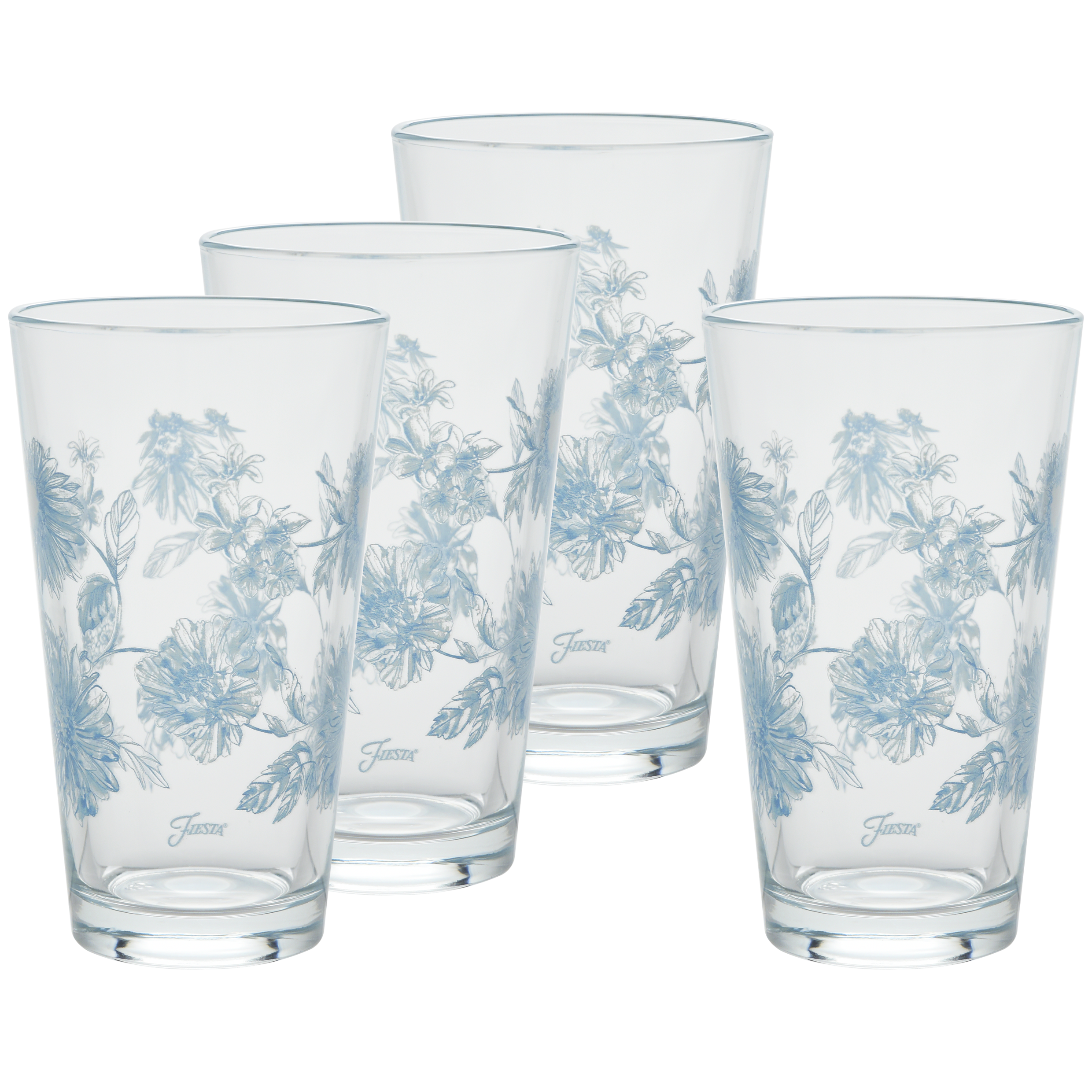 Fiesta Colorful Dinnerware - Botanical Floral 16 oz. Cooler Glass - Set of 4