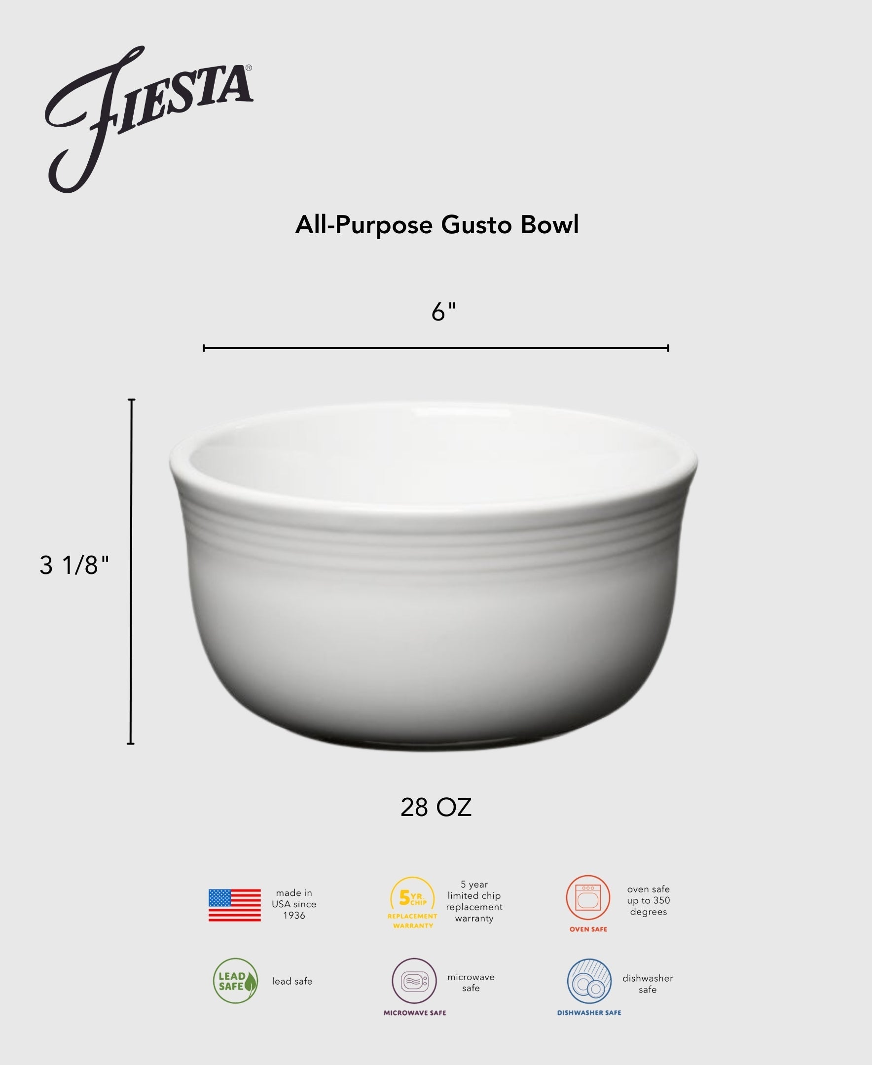 Fiesta Colorful Dinnerware - All-Purpose 6 Inch Gusto Bowl 28 OZ - Image 11