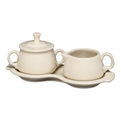 Fiesta Colorful Dinnerware - New Retired Linen 4-Piece Sugar Bowl and Creamer Set with Tray