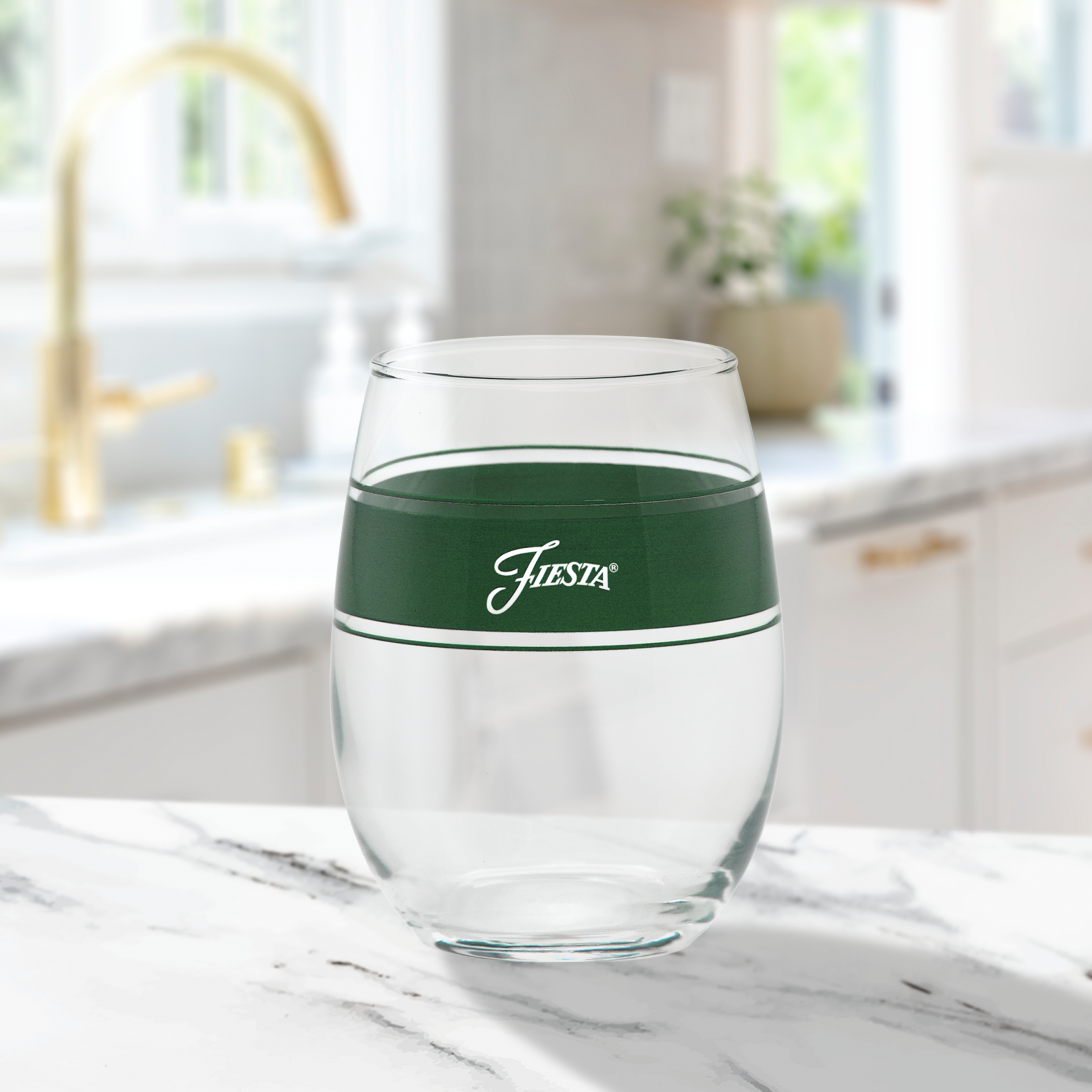 Fiesta Colorful Dinnerware - 15 oz. Fiesta® Frame Stemless Wine Jade, Set of 4 - Image 2