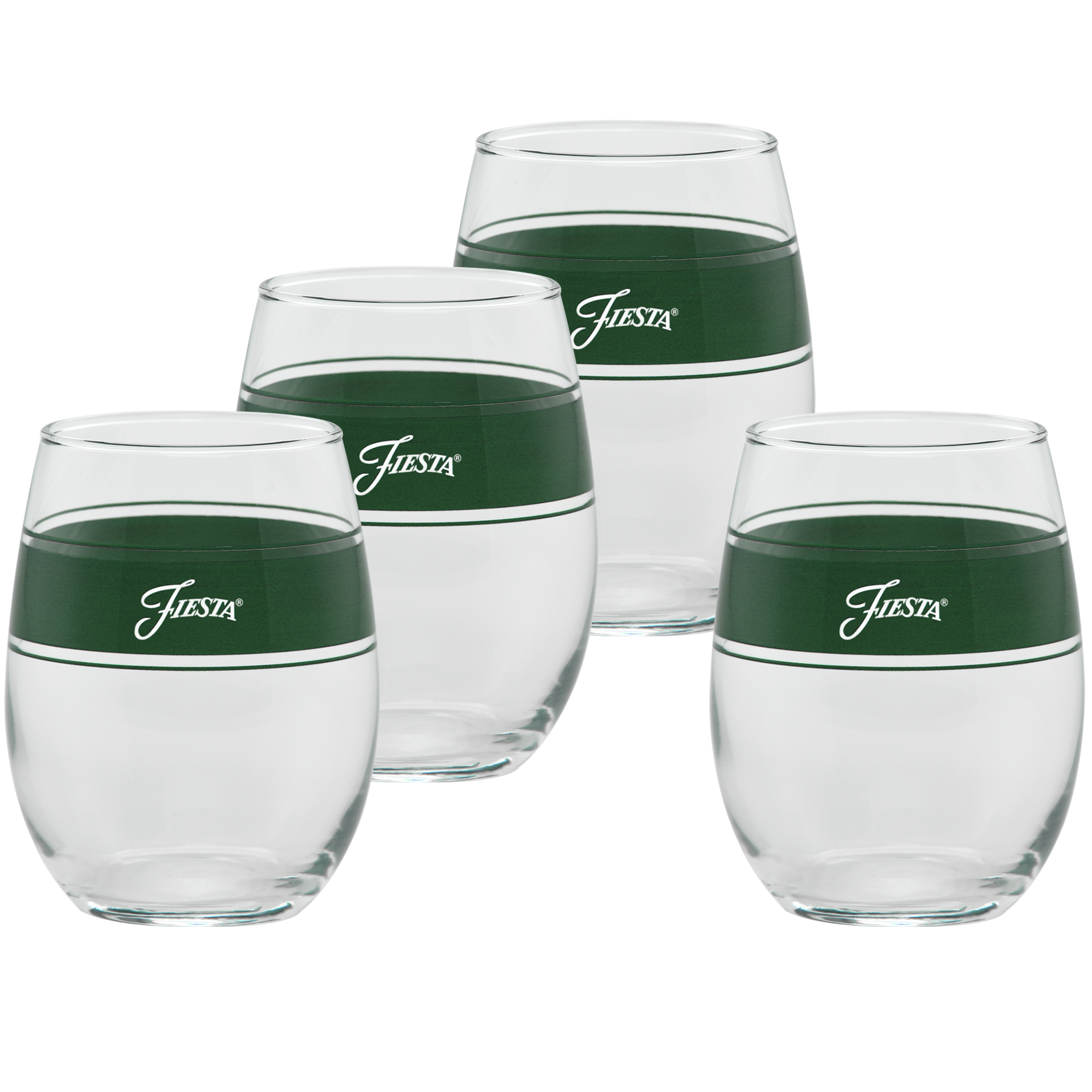 Fiesta Colorful Dinnerware - 15 oz. Fiesta® Frame Stemless Wine Jade, Set of 4